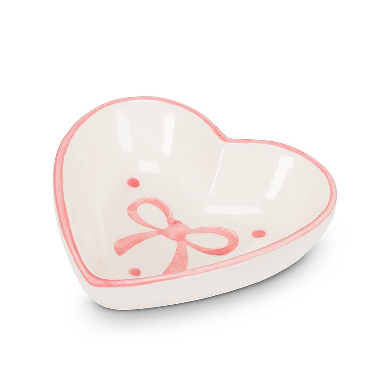 Heart Shape Pink Bow Mini Jewelry Dish