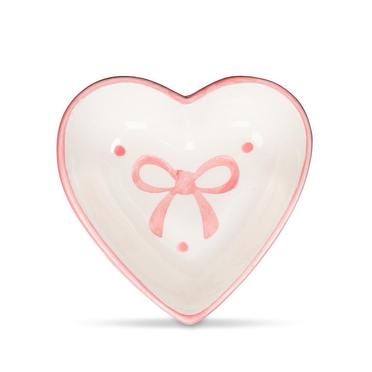 Heart Shape Pink Bow Mini Jewelry Dish