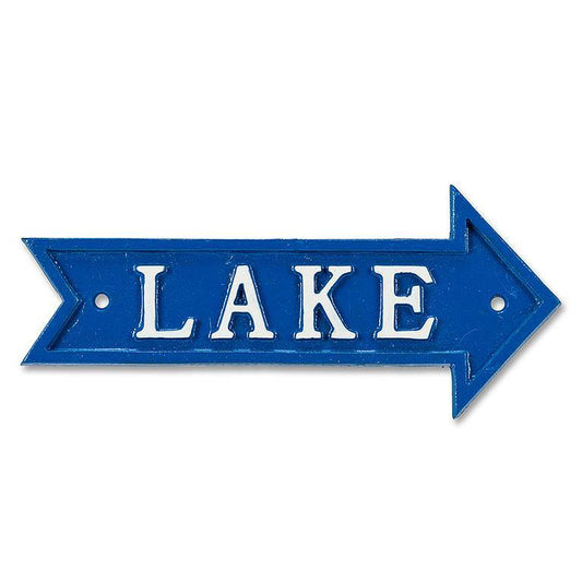 Blue LAKE Arrow Sign