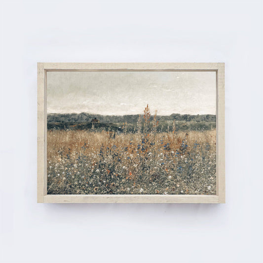 Vintage Print Framed | WildFlowers A22: Aged Farmhouse / 8.5x7"