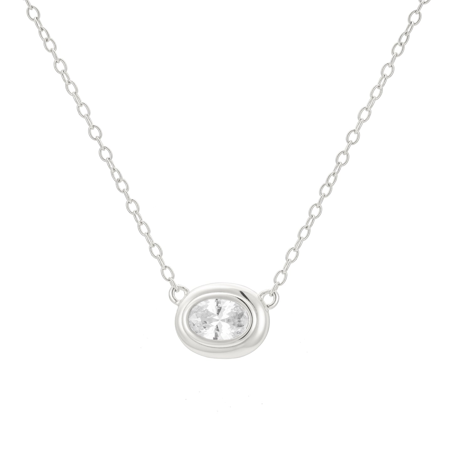 Bezel Set Oval Necklace