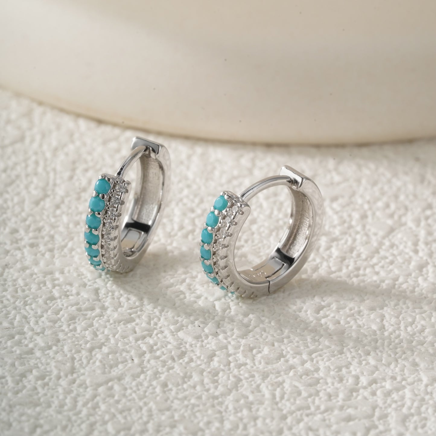 Turquoise Huggie Hoops