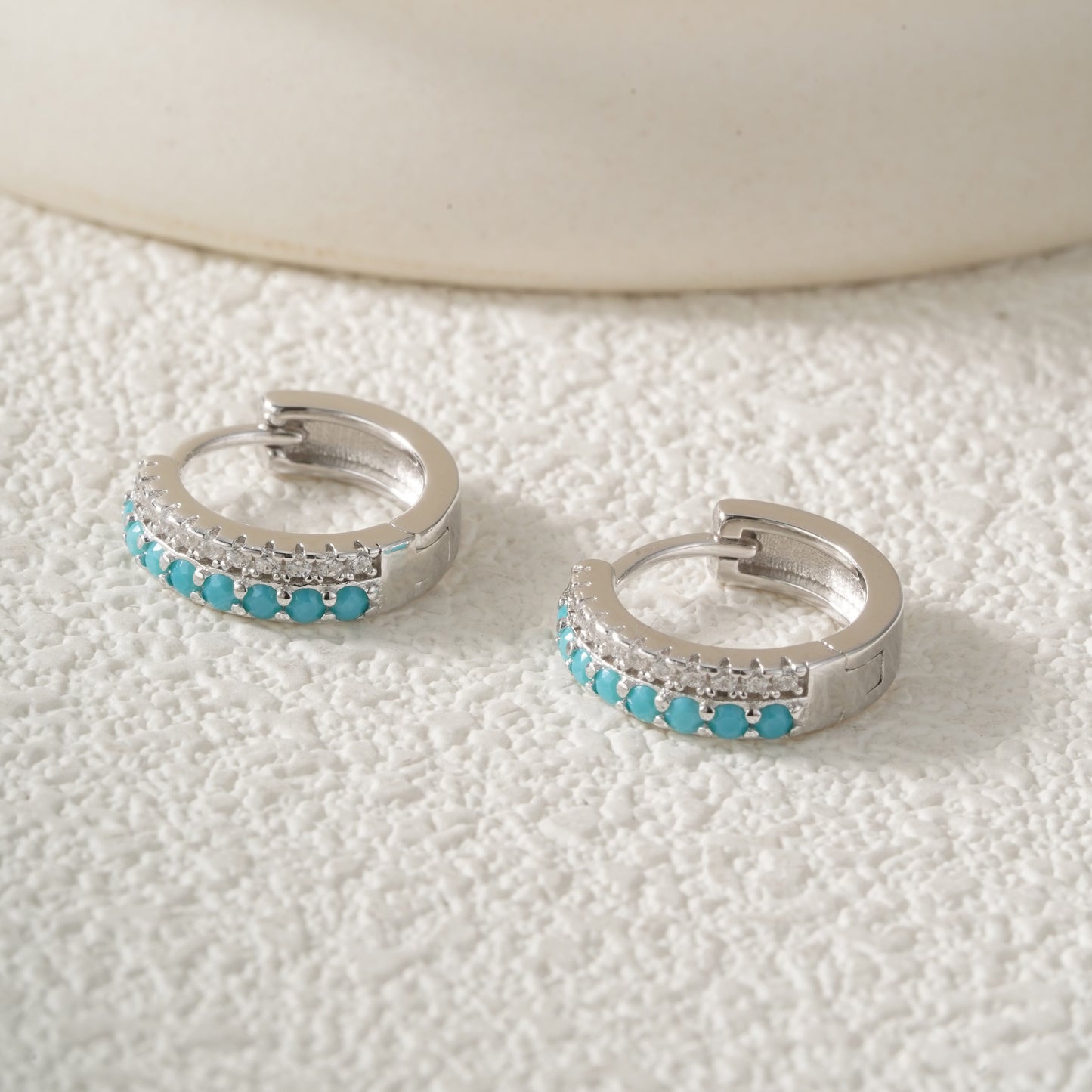 Turquoise Huggie Hoops