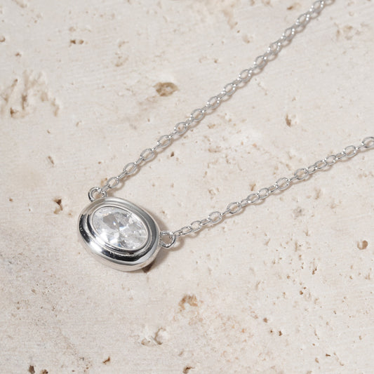 Bezel Set Oval Necklace