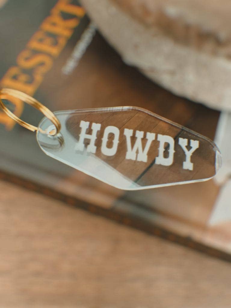 Howdy Keychain Western Keychain Minimalist Jewelry : Gold