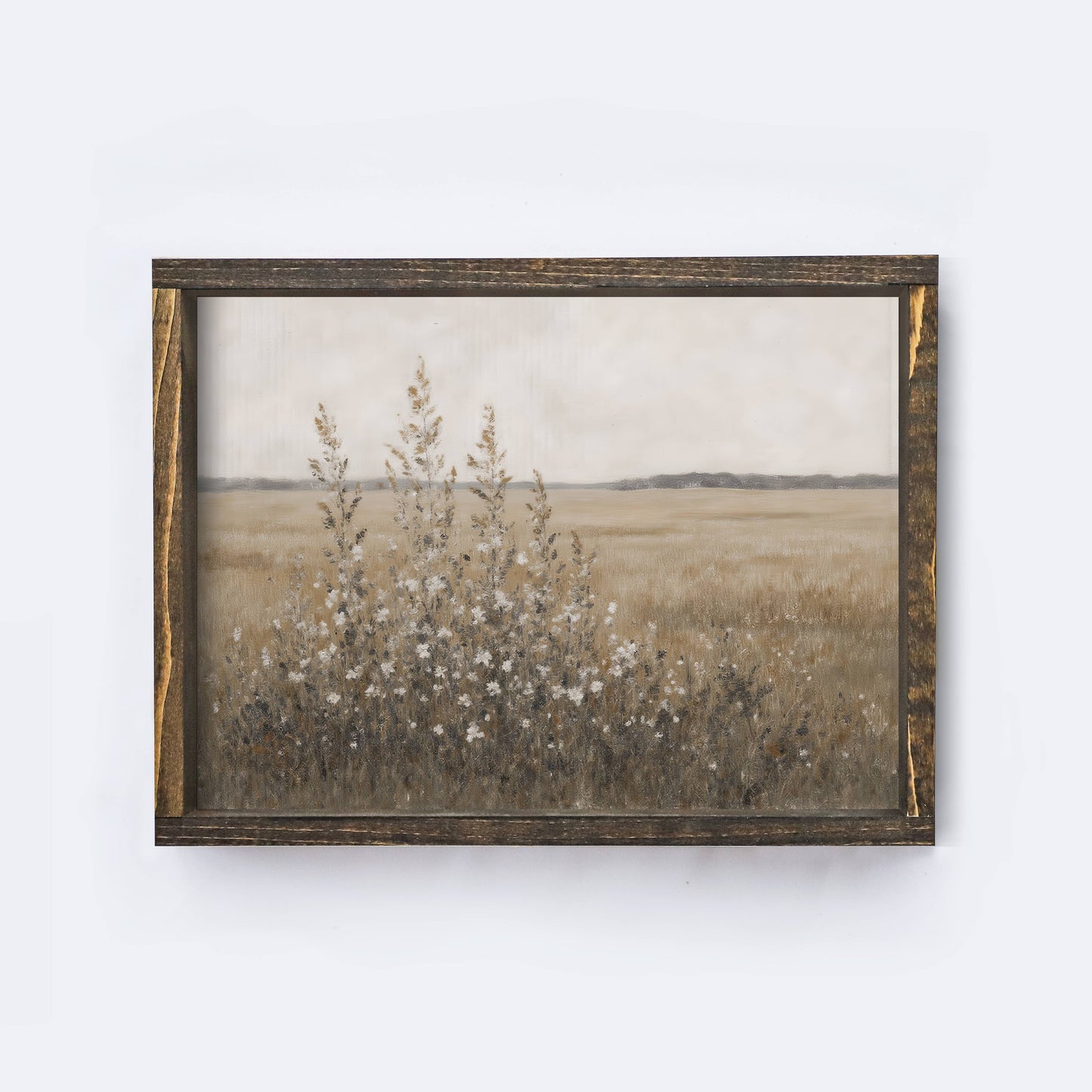 Vintage Landscape| Wildflower Field Painting A254: Aged Farmhouse / 8.5x7"