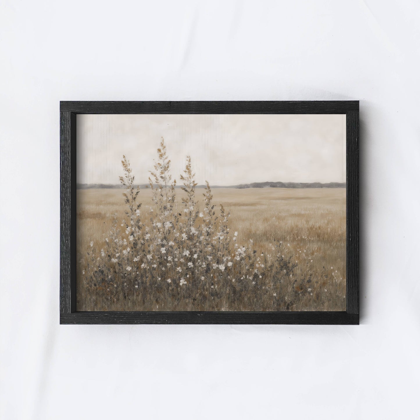 Vintage Landscape| Wildflower Field Painting A254: Aged Farmhouse / 8.5x7"