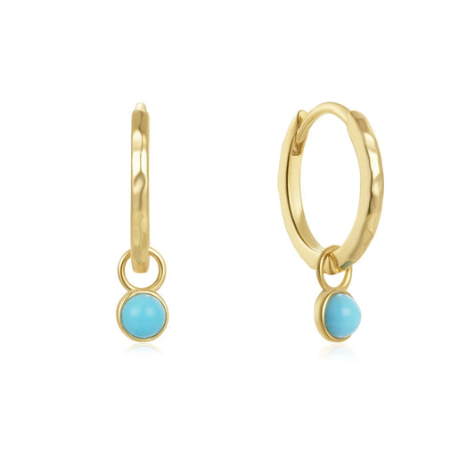 Tiny Turquoise Charm Hoops