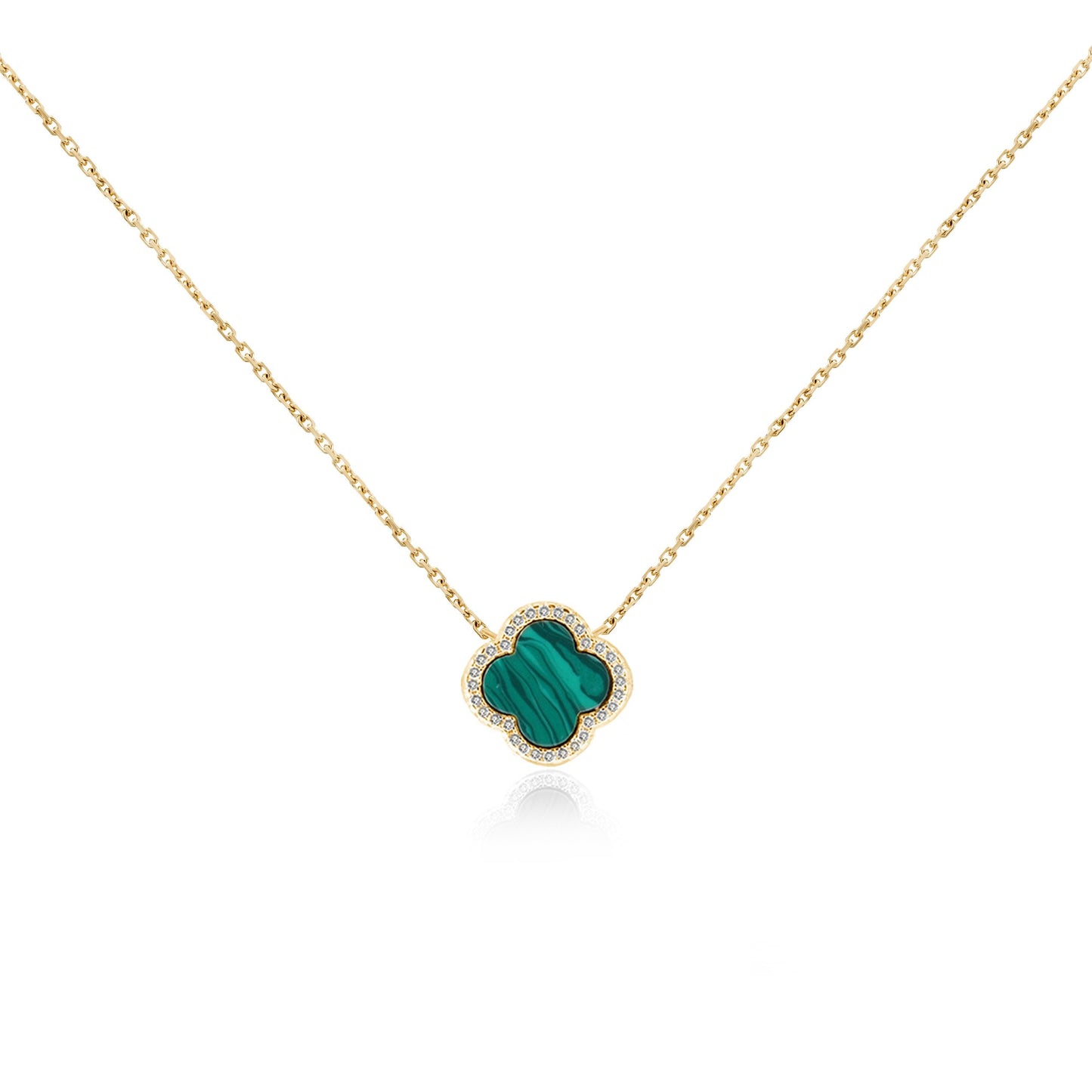 Green Malachite Clover Necklace