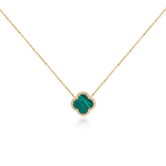 Green Malachite Clover Necklace