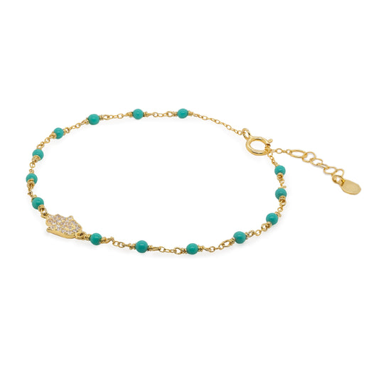 Delicate Turquoise Hamsa Bracelet