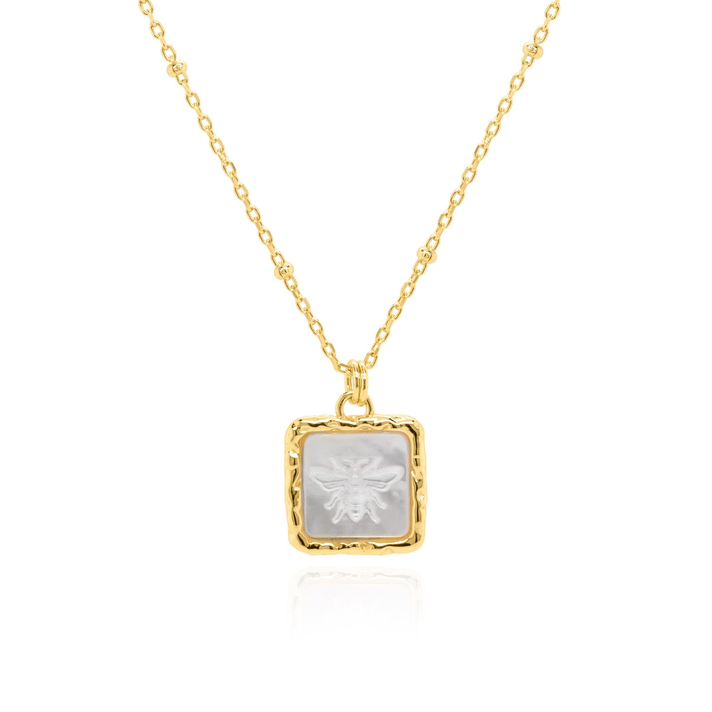 Bee Pearl Square Necklace