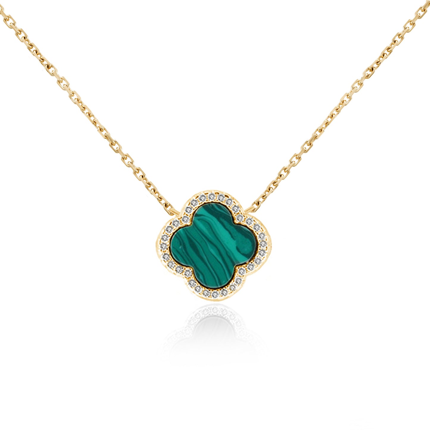 Green Malachite Clover Necklace