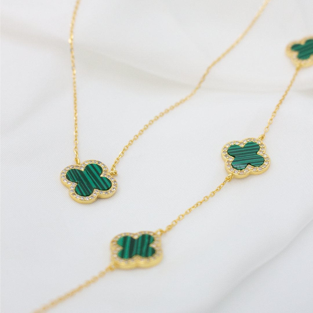 Green Malachite Clover Necklace
