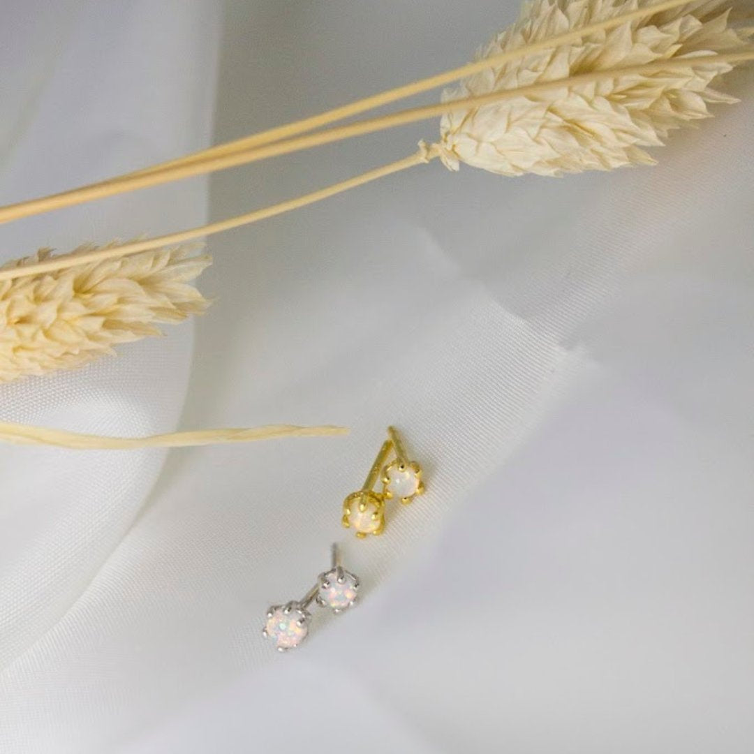 White Opal Studs