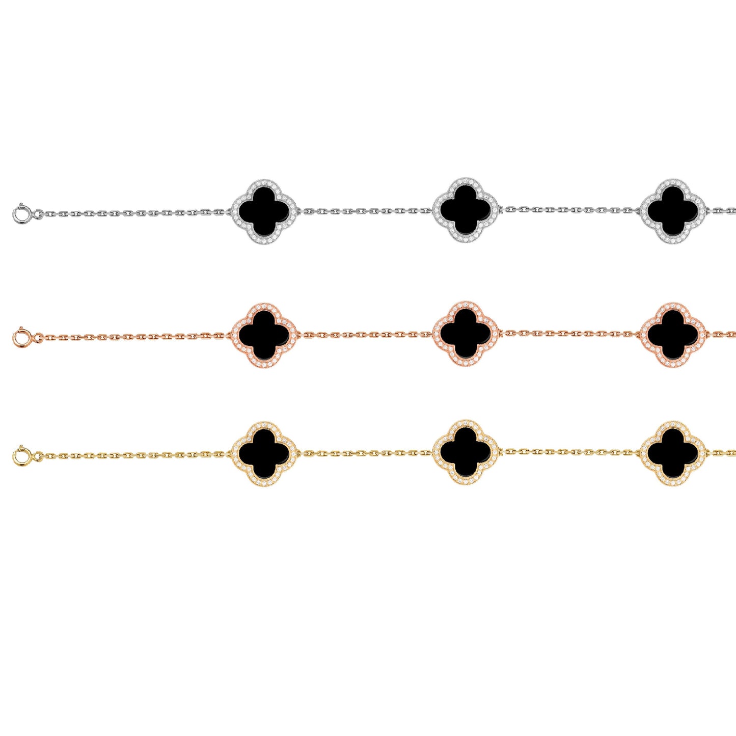 Black Agate Clover Bracelet