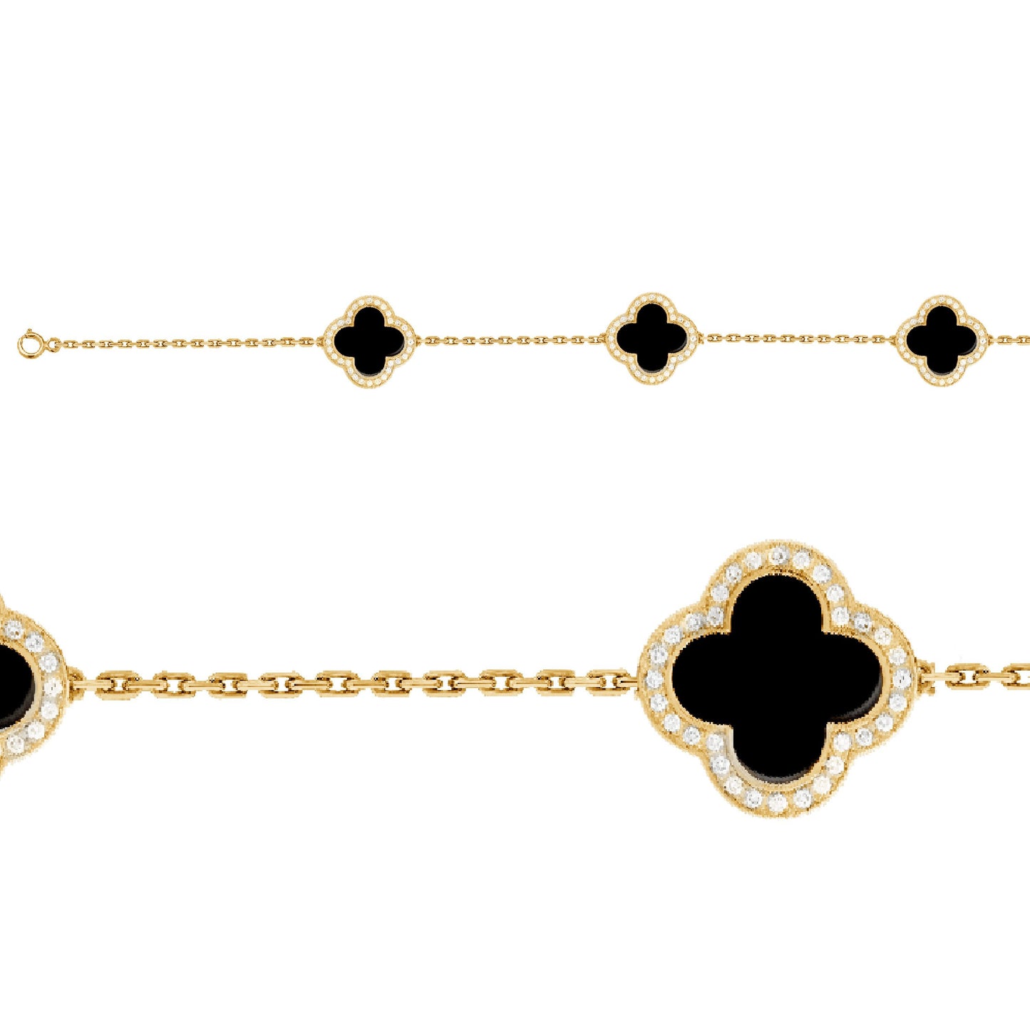 Black Agate Clover Bracelet