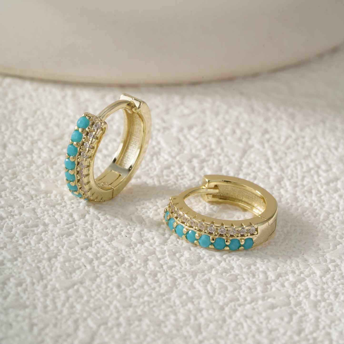 Turquoise Huggie Hoops