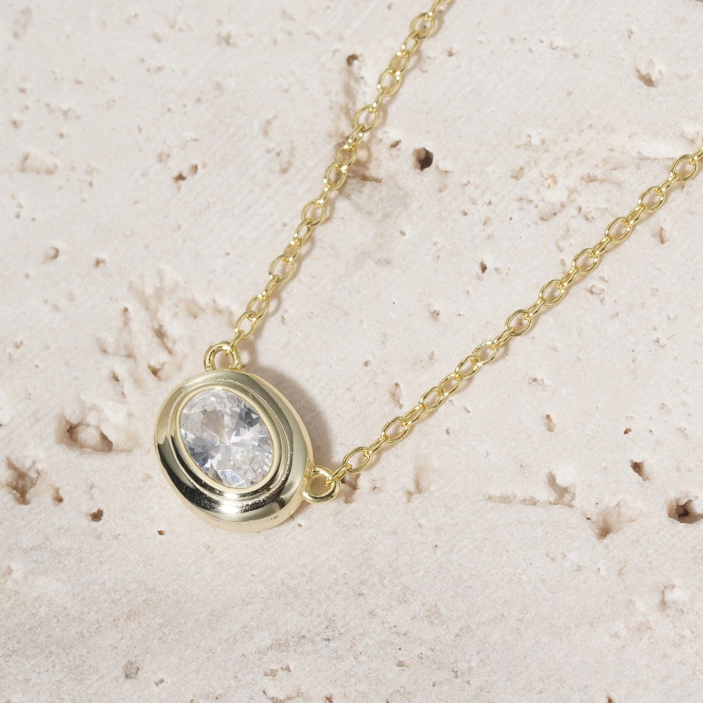 Bezel Set Oval Necklace