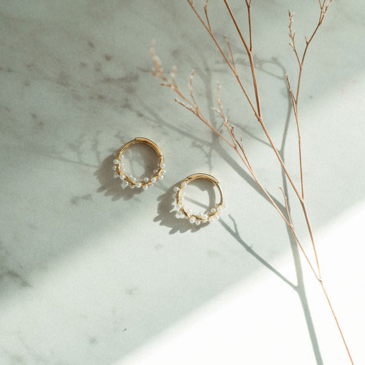 Mini Pearl Cluster Hoops