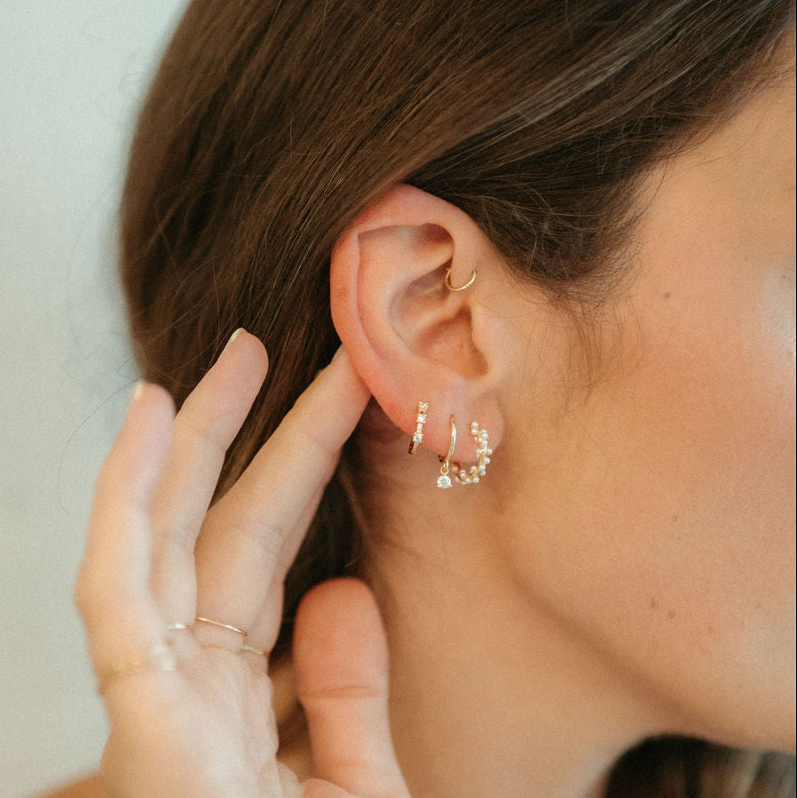 Mini Pearl Cluster Hoops