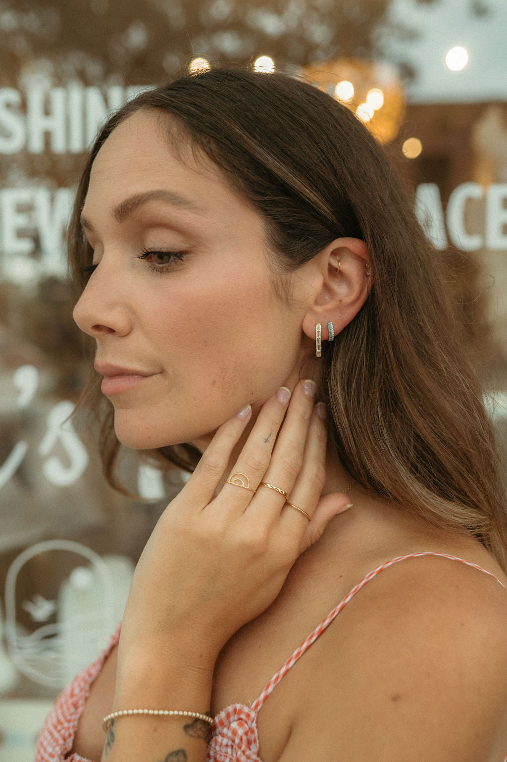 Turquoise Huggie Hoops