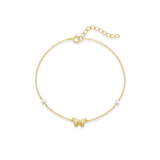 Delicate Butterfly Pearl Bracelet
