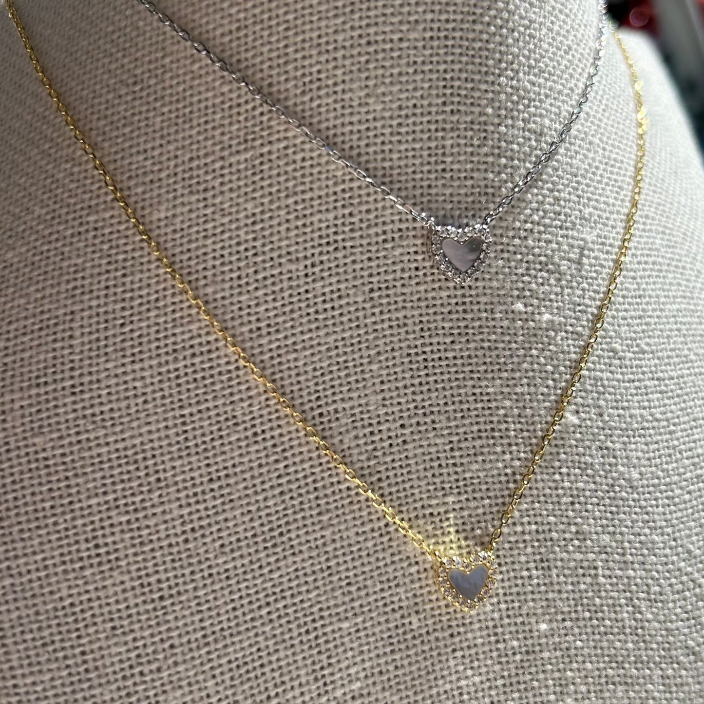 Sparkly Pearl Heart Necklace