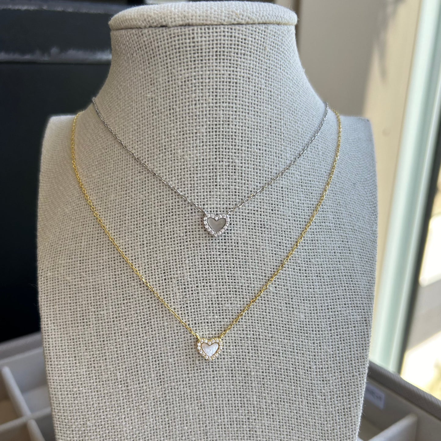 Sparkly Pearl Heart Necklace