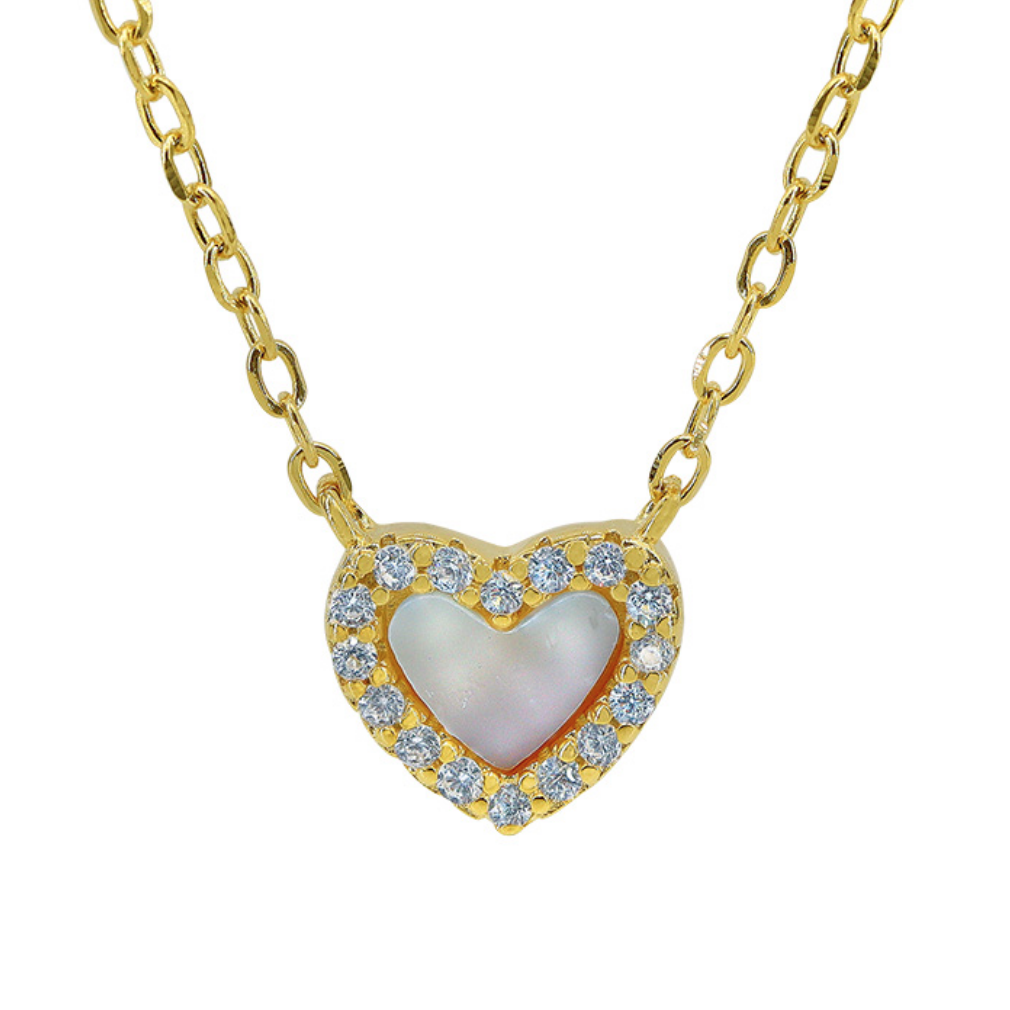 Sparkly Pearl Heart Necklace