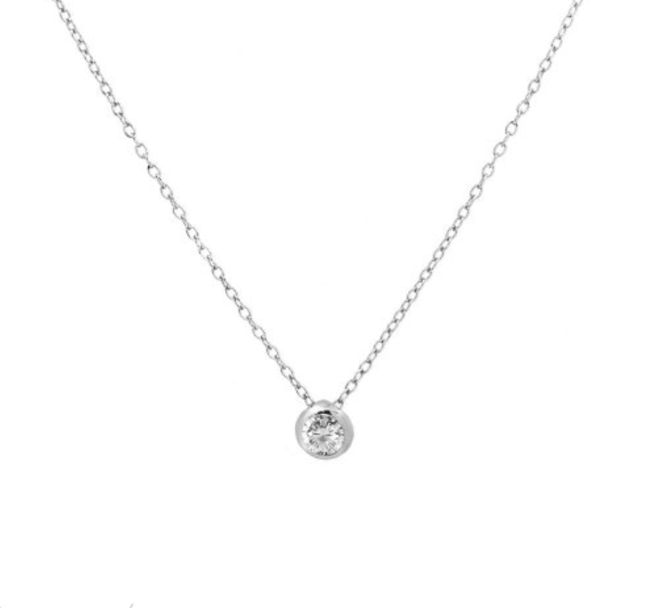 Floating Faux Diamond Bezel Set Diamond Necklace