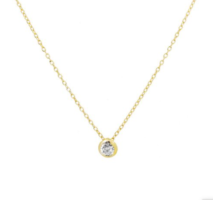 Floating Faux Diamond Bezel Set Diamond Necklace