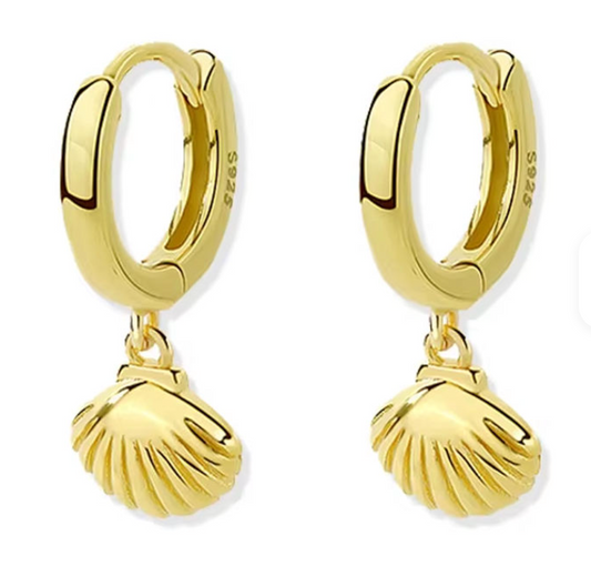 Seashell Drop Huggie Earrings
