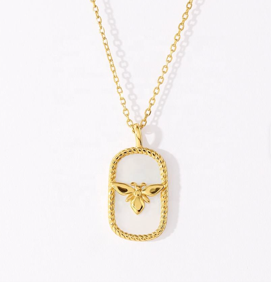Bee Mother of Pearl Necklace