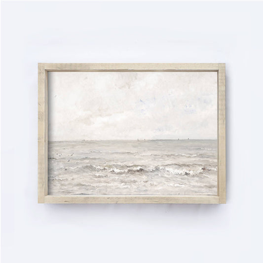 Vintage Art Print | Coastal Wall Art Seascape Painting A120: Aged Farmhouse / 8.5x7"
