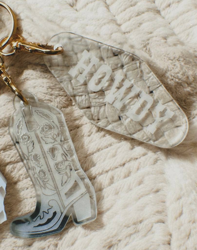 Howdy Keychain Western Keychain Minimalist Jewelry : Gold