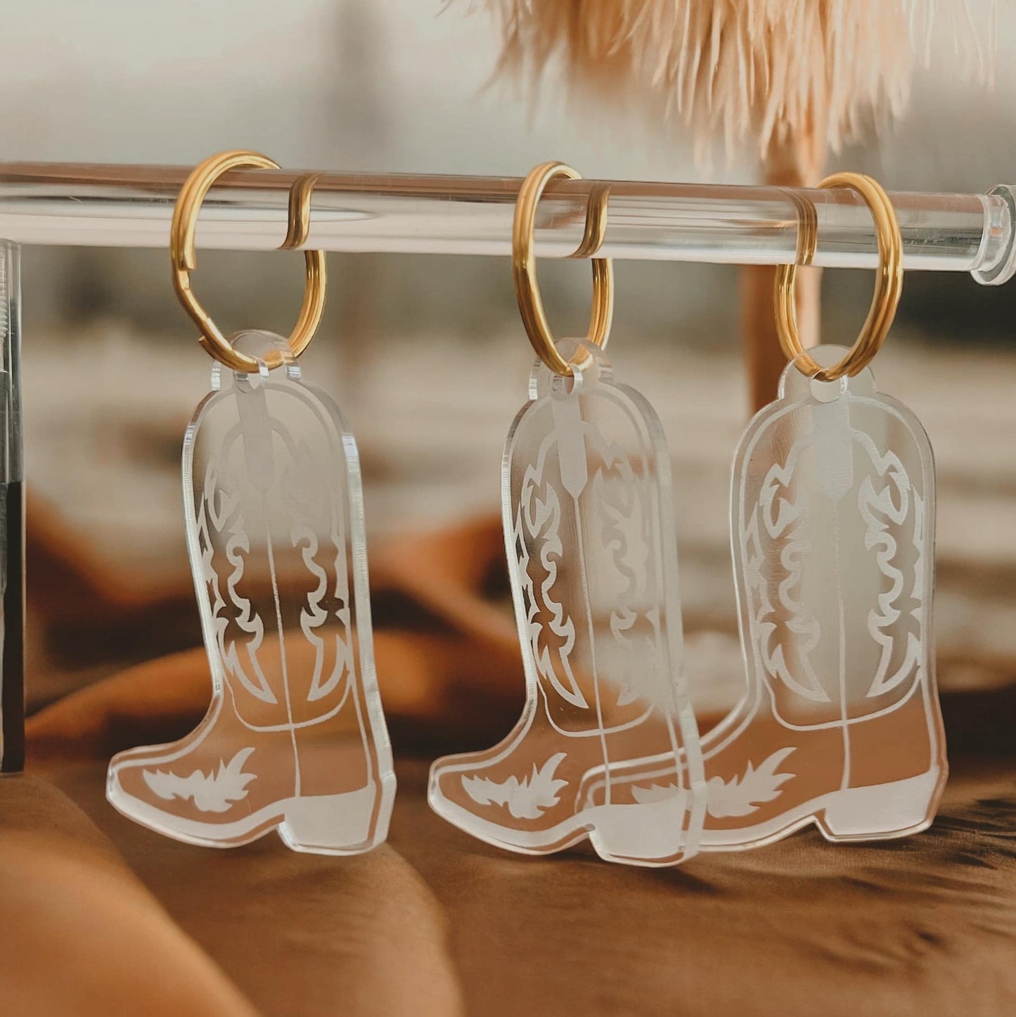 Cowboy Boot Keychain: Gold