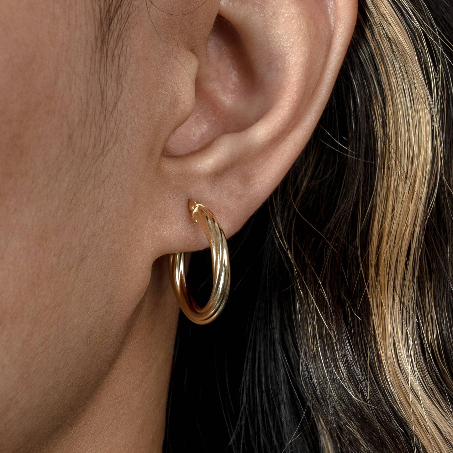 10k Yellow Gold Twisted Hoops