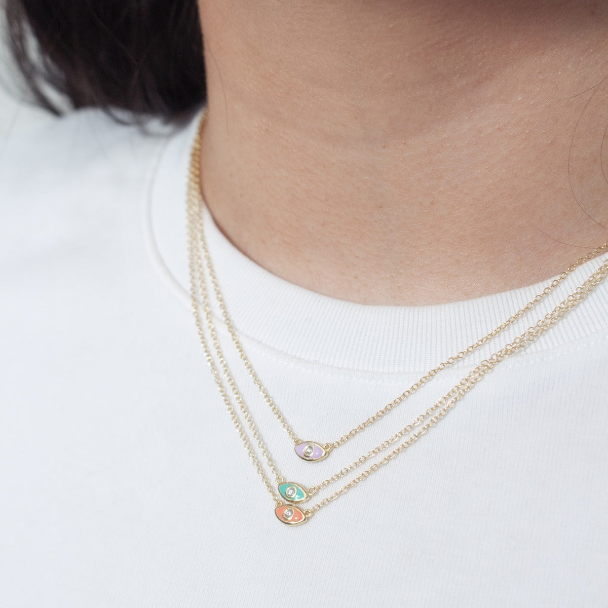 Enamel Evil Eye Necklace