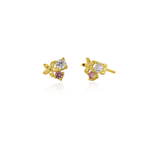 Mini Flower Pink Cluster Studs