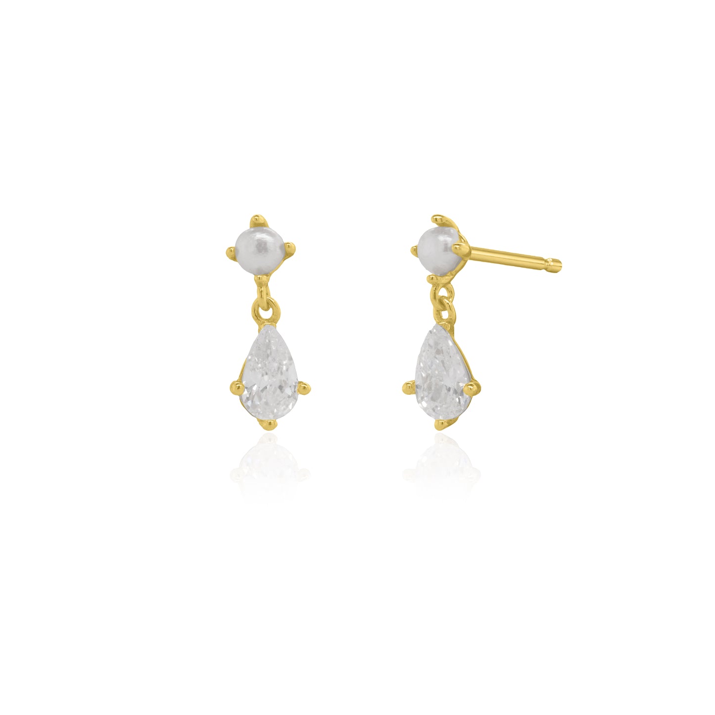Pearl & CZ Drop Studs