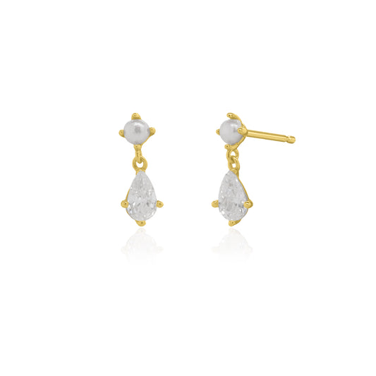Pearl & CZ Drop Studs