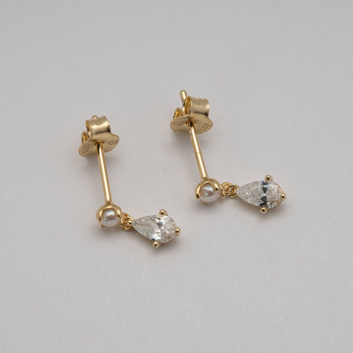 Pearl & CZ Drop Studs