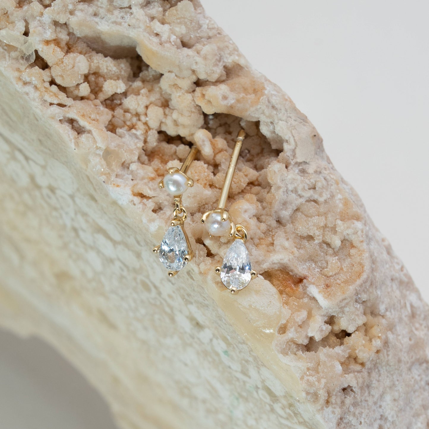 Pearl & CZ Drop Studs
